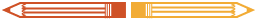 an orange and a yellow pencil facing away from eachother illustration
